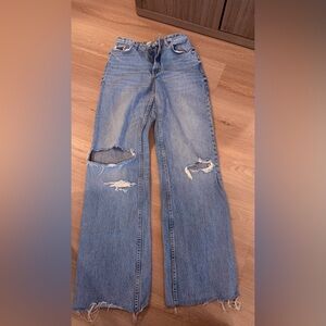Zara high rise straight wide jeans